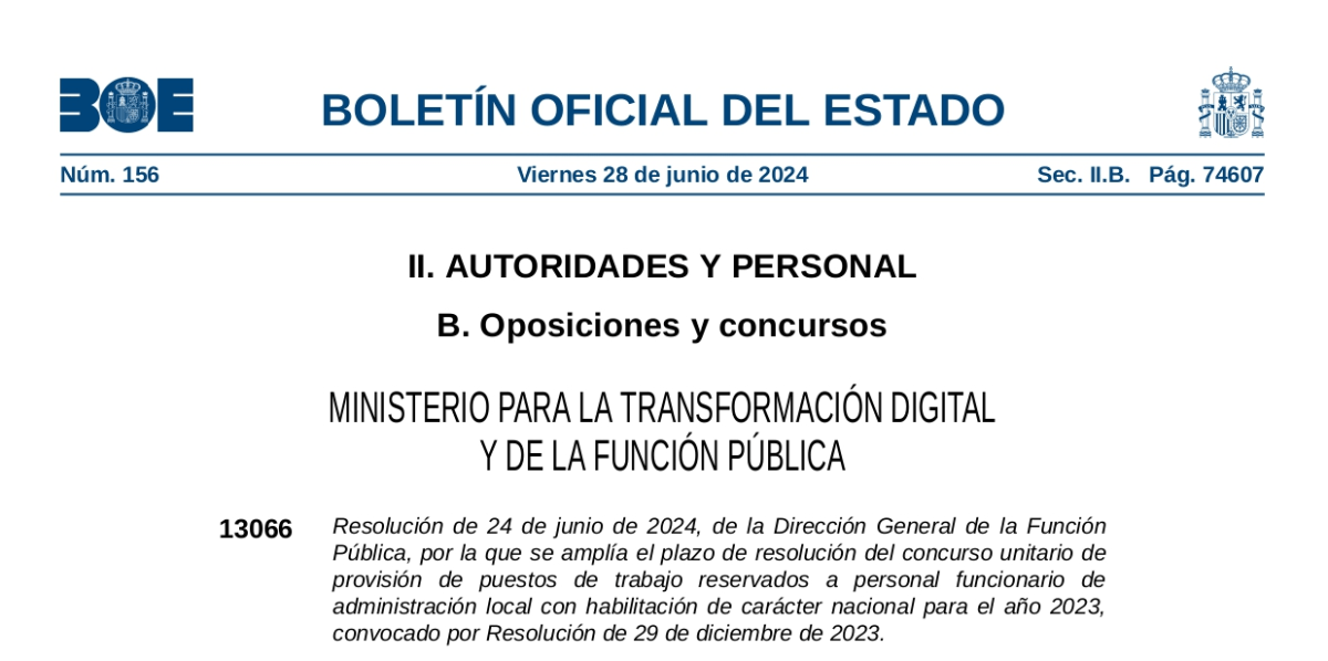 Resolució de 24 de juny de 2024, de la Dirección General de la Función Pública
